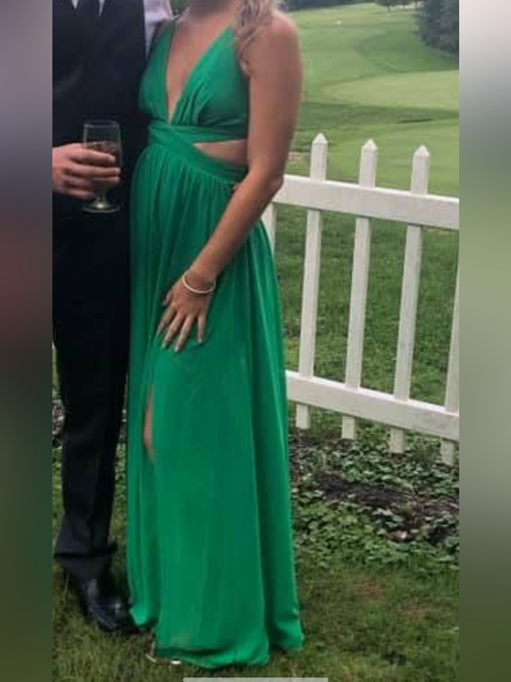 Emerald Green V-Neck Maxi Dress